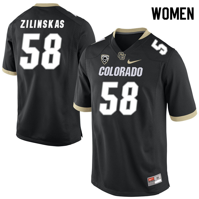 Women #58 Hank Zilinskas Colorado Buffaloes College Football Jerseys Stitched Sale-Black - Click Image to Close